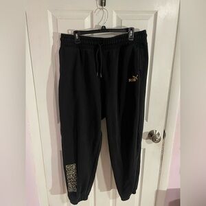 Puma Black Sweatpants with Gold Accents